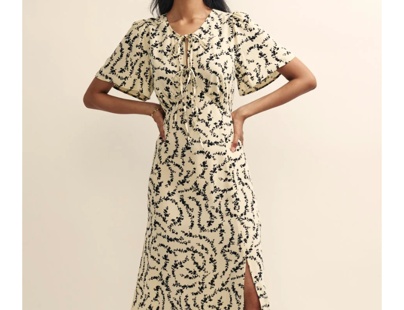 Nobody's Child Maternity Cream Floral Chain Print Cecelia Midi Dress 1