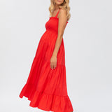 Pietro Brunelli Maternity Holly Red Maxi Maternity Dress in Poplin 1