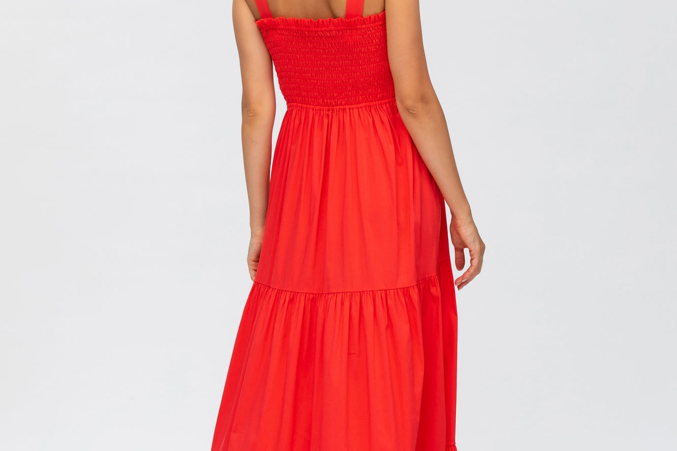 Pietro Brunelli Maternity Holly Red Maxi Maternity Dress in Poplin 2