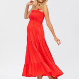 Pietro Brunelli Maternity Holly Red Maxi Maternity Dress in Poplin 4