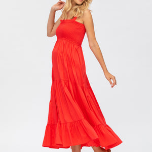 Pietro Brunelli Maternity Holly Red Maxi Maternity Dress in Poplin 4