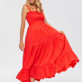 Pietro Brunelli Maternity Holly Red Maxi Maternity Dress in Poplin 5