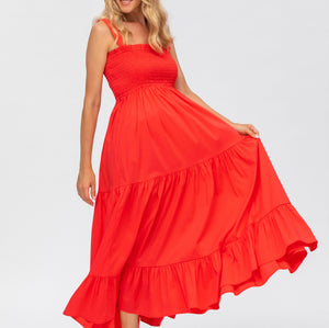 Pietro Brunelli Maternity Holly Red Maxi Maternity Dress in Poplin 5