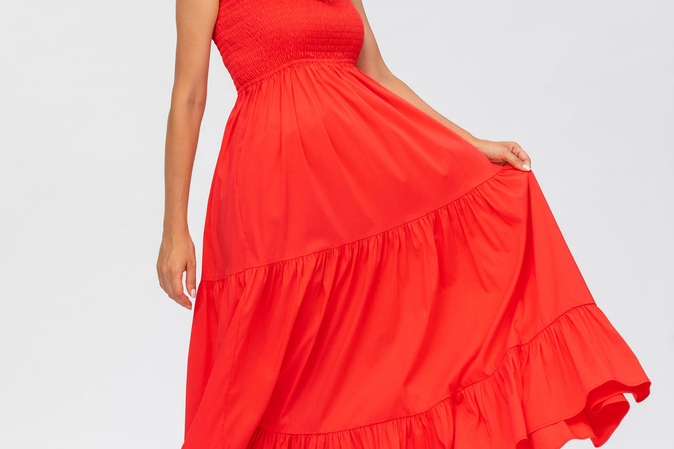 Pietro Brunelli Maternity Holly Red Maxi Maternity Dress in Poplin 5