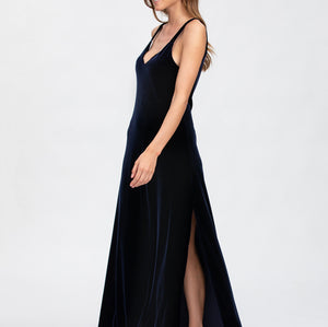 Pietro Brunelli Maternity Auriga Navy Maxi Maternity Dress with Side Slit 1