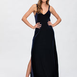 Pietro Brunelli Maternity Auriga Navy Maxi Maternity Dress with Side Slit 2
