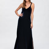 Pietro Brunelli Maternity Auriga Navy Maxi Maternity Dress with Side Slit 3