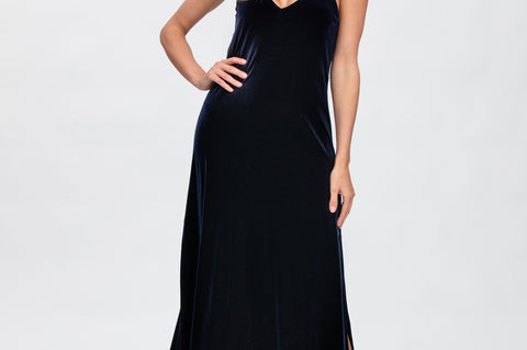 Pietro Brunelli Maternity Auriga Navy Maxi Maternity Dress with Side Slit 3