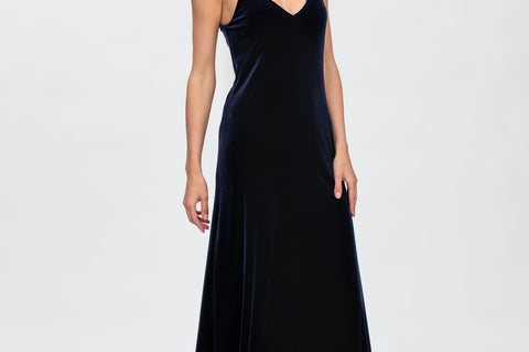 Pietro Brunelli Maternity Auriga Navy Maxi Maternity Dress with Side Slit 4