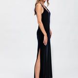 Pietro Brunelli Maternity Auriga Navy Maxi Maternity Dress with Side Slit 5