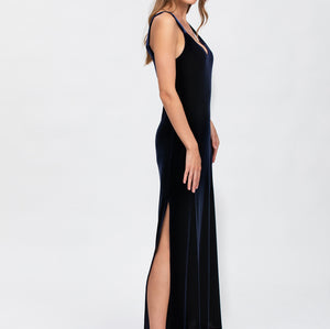 Pietro Brunelli Maternity Auriga Navy Maxi Maternity Dress with Side Slit 5