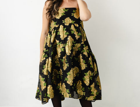 Sister Jane Golden Jacquard Cami Dress 1