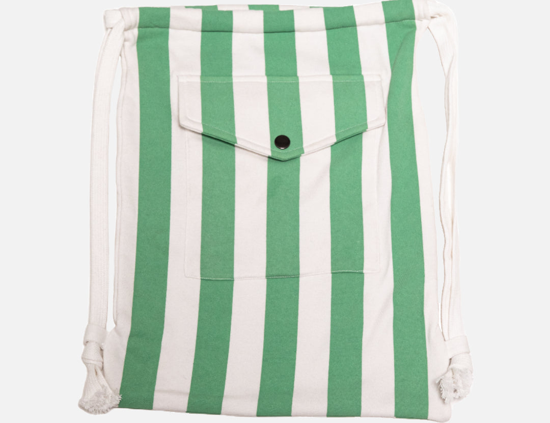 Pure Earth Collection Kids Beach Bag - Green Stripe 1
