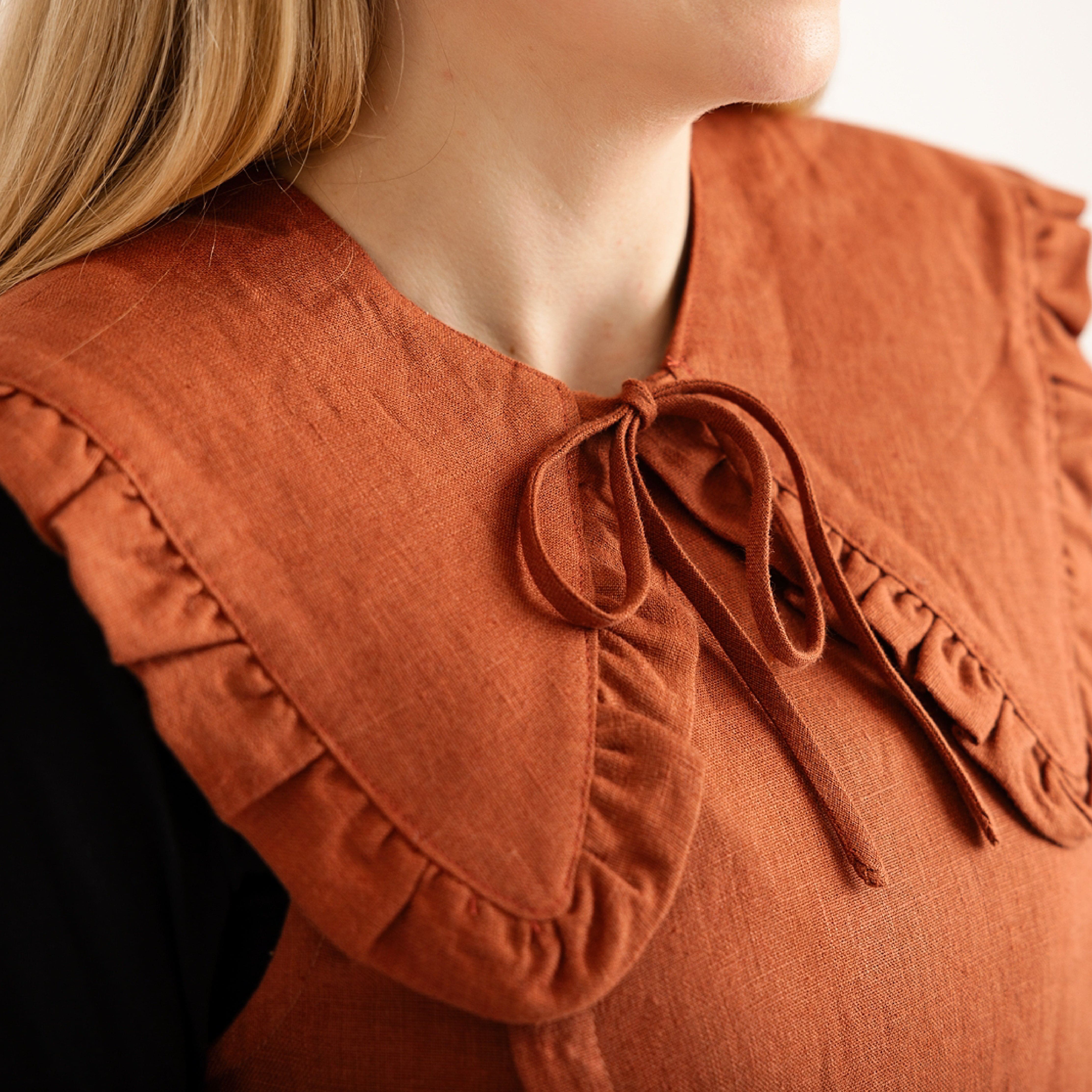 JOURNY Breastfeeding Cover - Detachable Collar - Margot Mummy Collar - Burnt Orange Linen 2