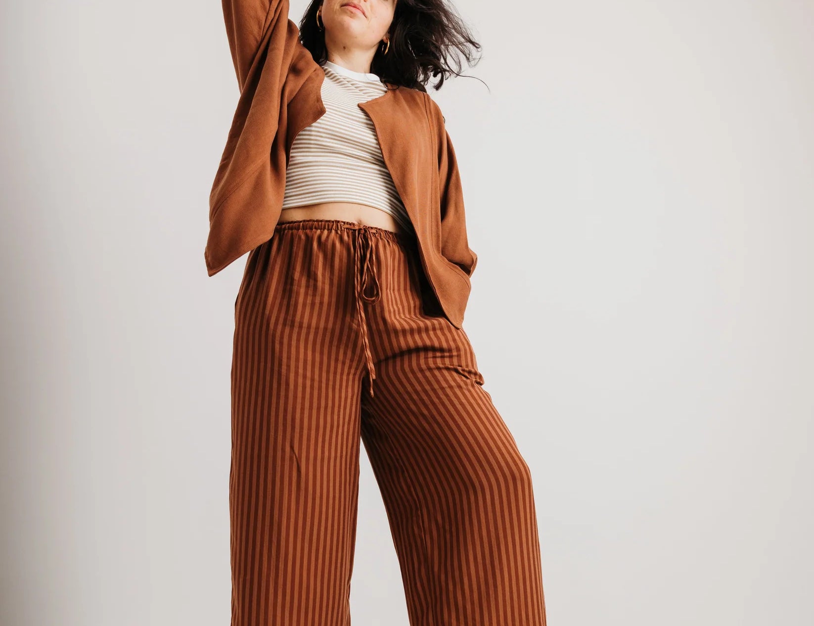 JOURNY The Daisy Trouser - Mocha Stripe 1