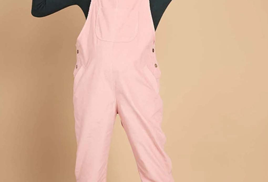 Clary & Peg Doris Dungarees in Pink Needlecord 1