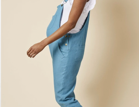 Clary & Peg Doris Dungarees in Bright Blue Linen 1