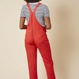 Clary & Peg Doris Dungarees in Pillar Box Red Linen 3