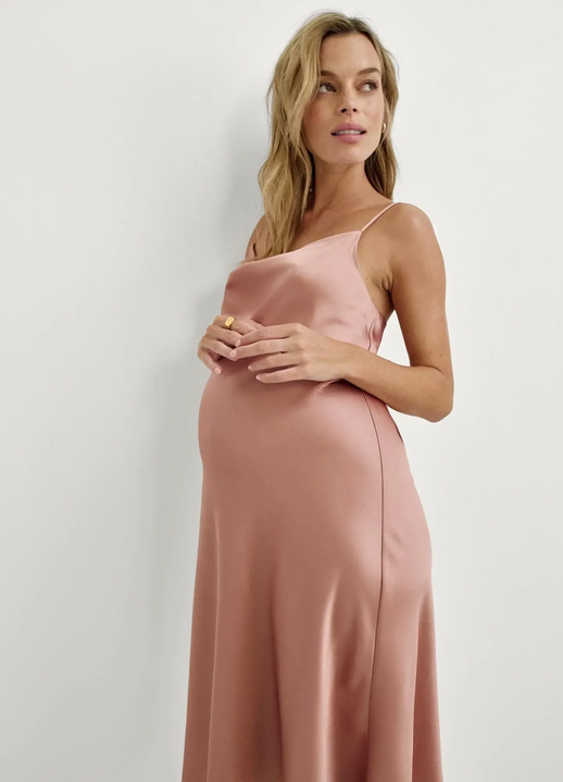 silk pregnancy dress Hatch The Easy Maternity Satin Slip Dress Rosewood Pink – For The Creators
