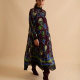 Florere Printed High Neck Pleated Midi Dress 1