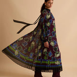 Florere Printed High Neck Pleated Midi Dress 6