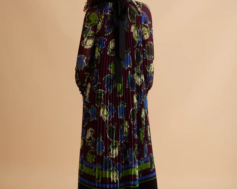 Florere Printed High Neck Pleated Midi Dress 3