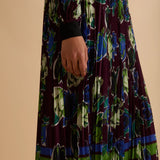 Florere Printed High Neck Pleated Midi Dress 5