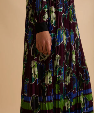Florere Printed High Neck Pleated Midi Dress 5
