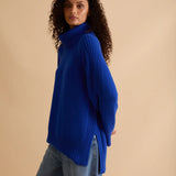 Florere Roll Neck Rib Detail Cashmere Blend Jumper 1