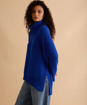 Florere Roll Neck Rib Detail Cashmere Blend Jumper 1