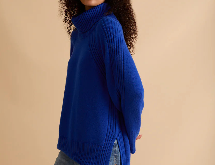 Florere Roll Neck Rib Detail Cashmere Blend Jumper 1