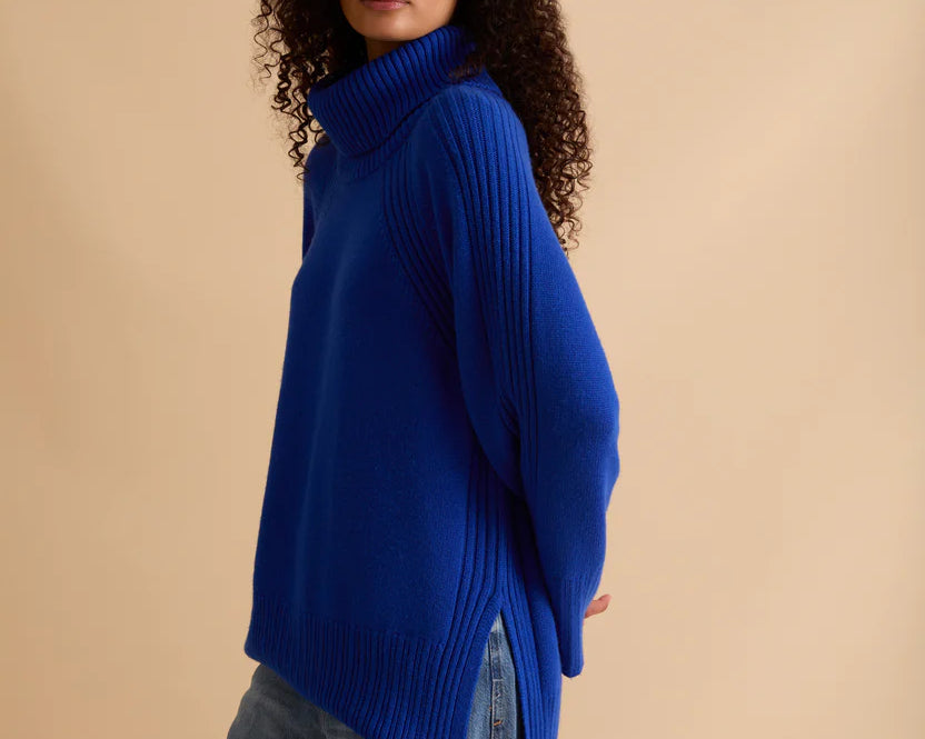 Florere Roll Neck Rib Detail Cashmere Blend Jumper 1