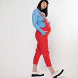 Clary & Peg Doris Dungarees in Pillar Box Red Linen 1