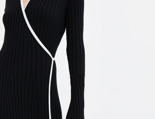 Jillian Boustred Isla Wrap Dress - Black with cream trim 2