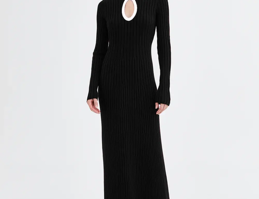 Jillian Boustred Joni Knit Dress - Black with cream trim 1