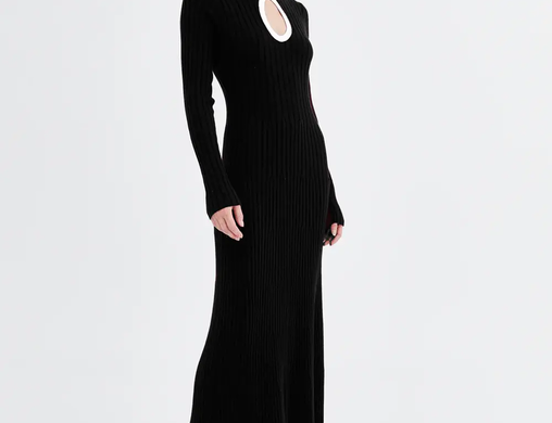 Jillian Boustred Joni Knit Dress - Black with cream trim 2