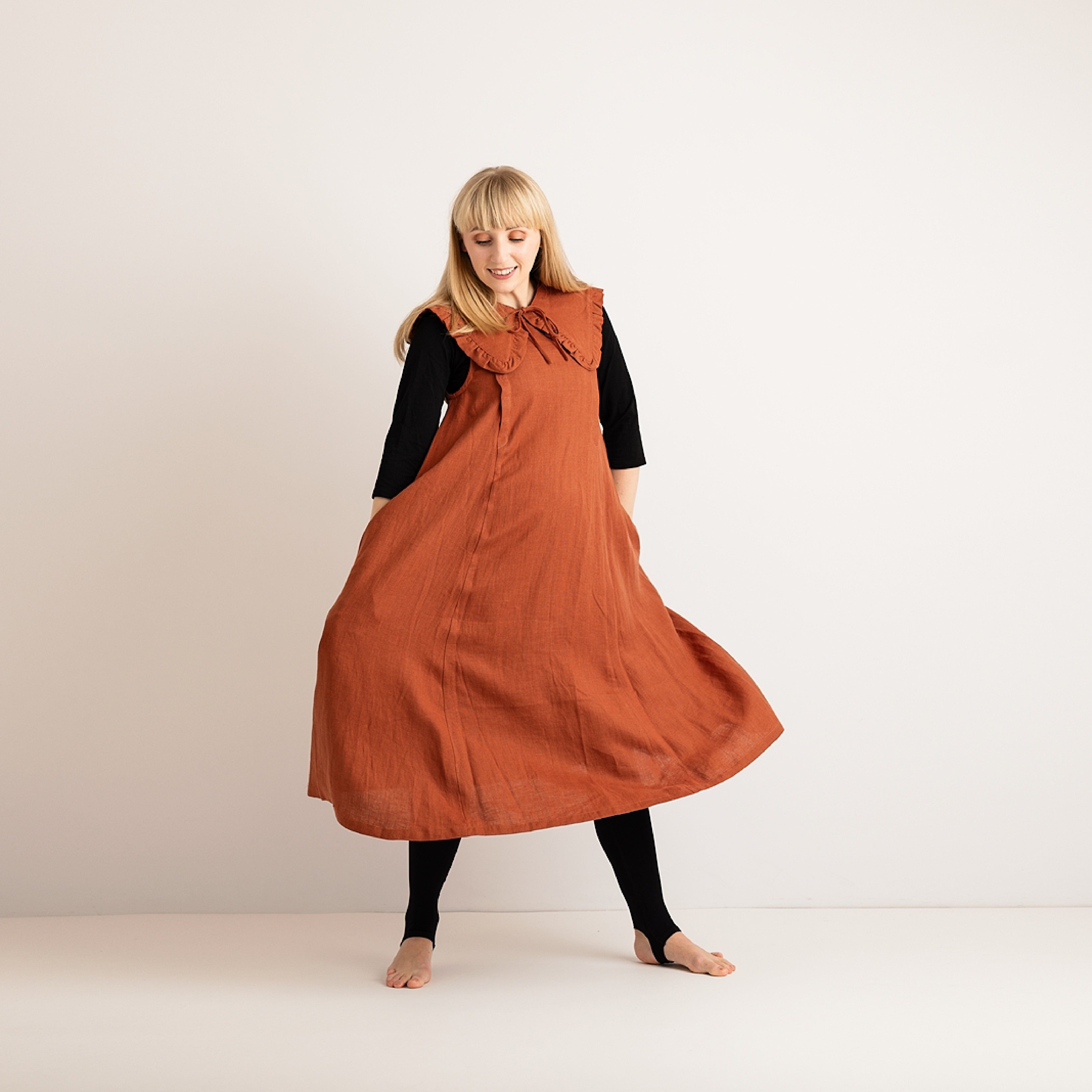 JOURNY Breastfeeding Cover - Detachable Collar - Margot Mummy Collar - Burnt Orange Linen 4