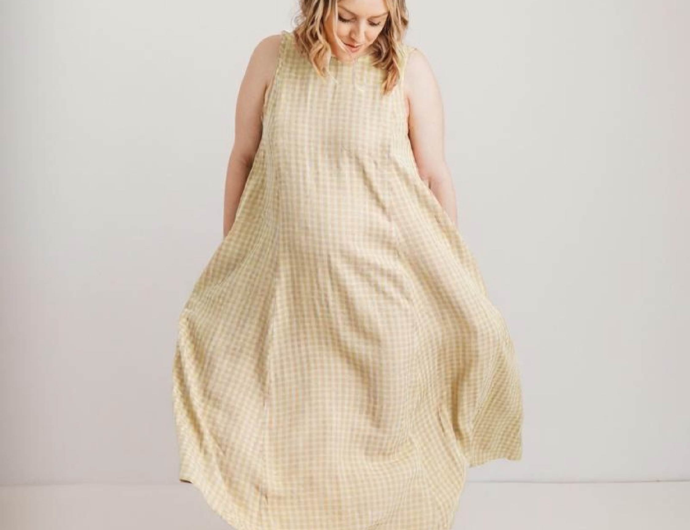 JOURNY Lucy Dress - Butter Yellow Check Tencel 1