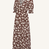 Nobody's Child Maternity Brown Botanical Print Delilah Midi Dress 1