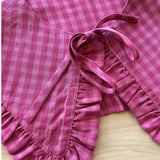 JOURNY Detachable Collar - Margot Ruffle Collar - Pink Check 1