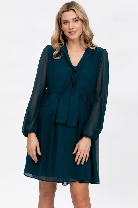 Nova Green Maternity and Nursing Dress in Chiffon – For The Creators