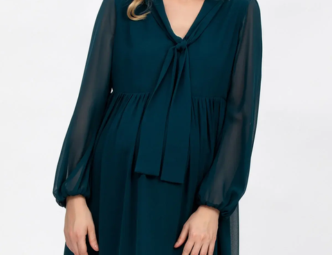 Pietro Brunelli Maternity Nova Green Maternity and Nursing Dress in Chiffon 1