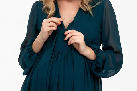 Pietro Brunelli Maternity Nova Green Maternity and Nursing Dress in Chiffon 4