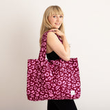 JOURNY The Everything Tote Bag - Pink Leopard Linen 1