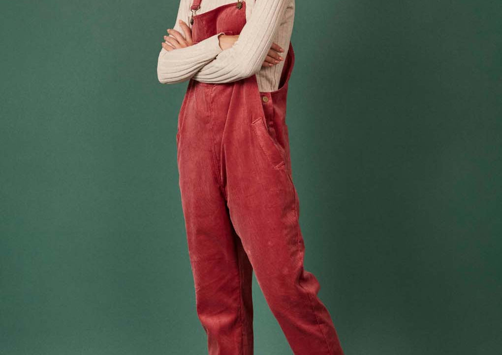 Clary & Peg Dungarees in Rose Pink Corduroy 1