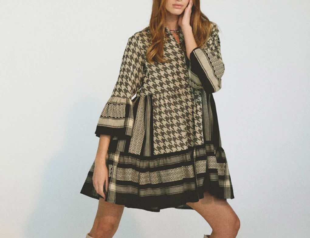 Summery Copenhagen Julia Dress Dogtooth Black Cream 1