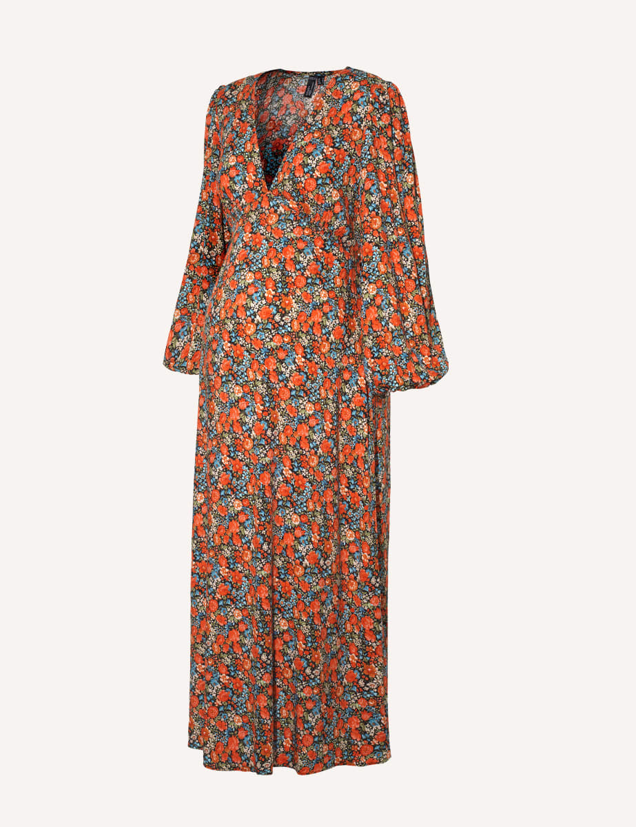 Maternity Floral Balloon Sleeve Lou Midi Dress – For The Creators