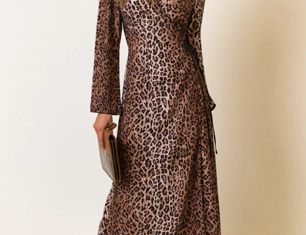 Rixo Cindy Leopard Wrap Dress 1