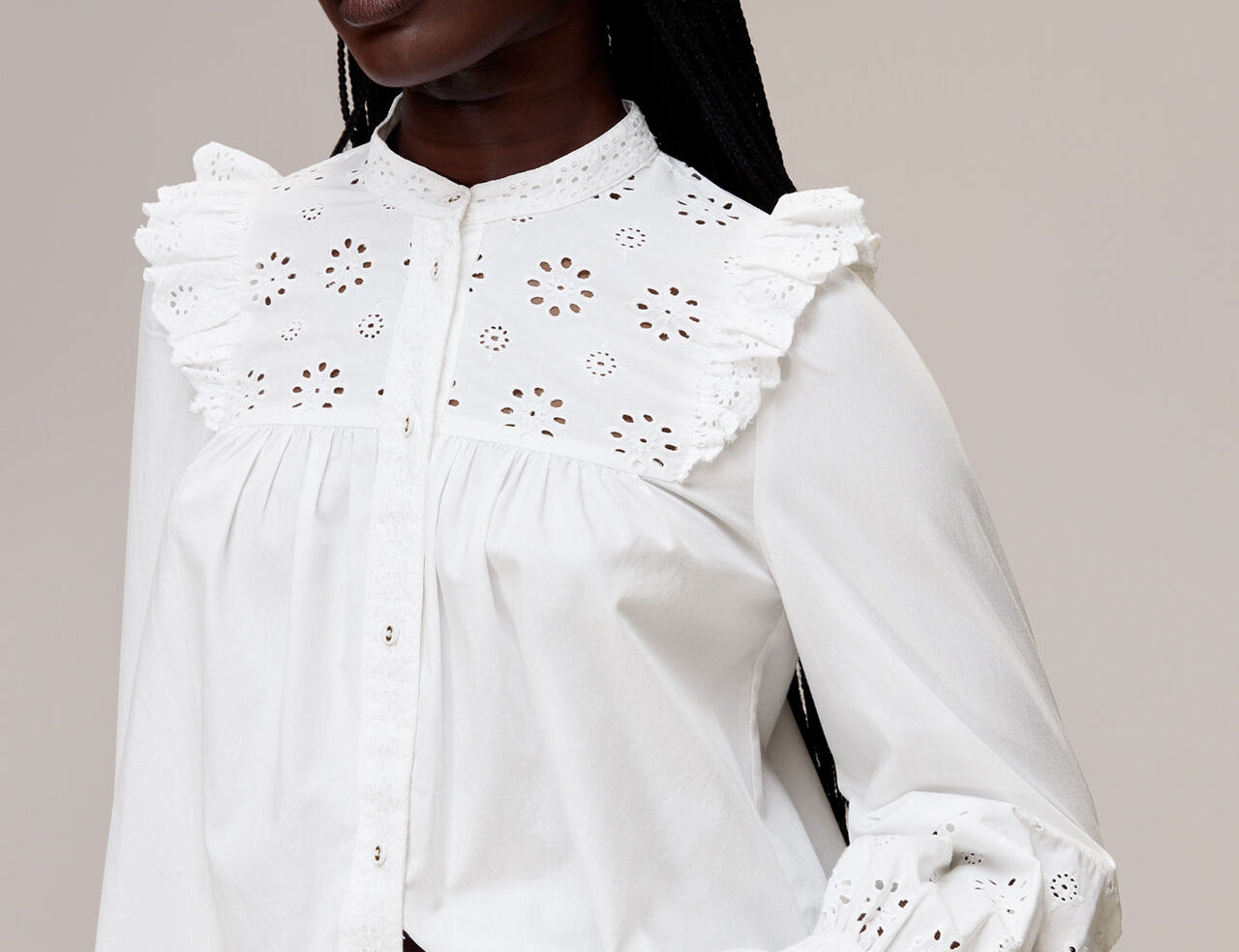 Whistles Broderie Frill Sleeve Top 1