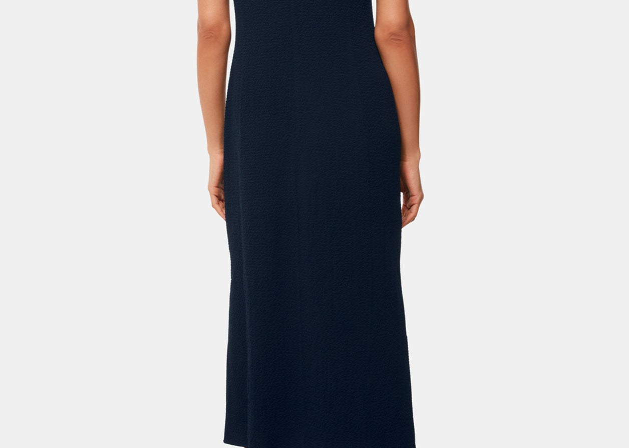 Whistles Erin Texture Midi Dress in Navy 4